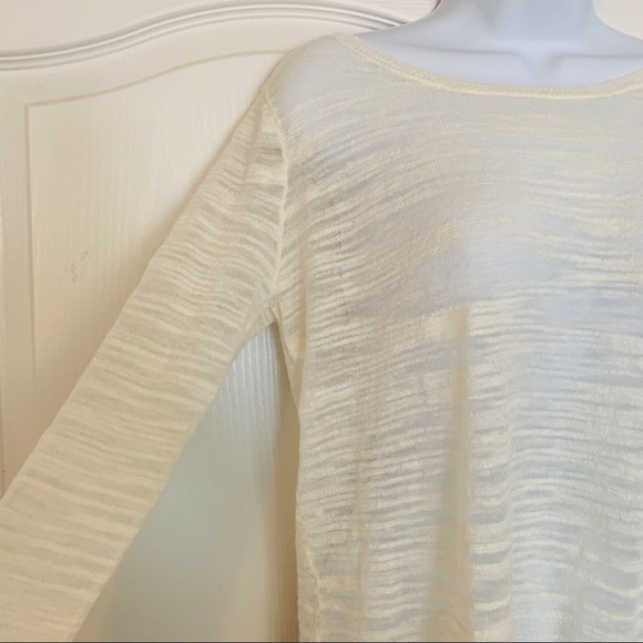2/$10 Joie Horizontal Squiggle Stripe Sheer Blouse - Picture 4 of 7
